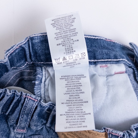 Levi's Shorty Short‎ Kids 24M Blue Heart Pocket Denim Shorts - Picture 6 of 7